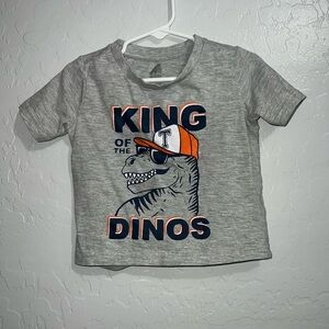 Gray Short Sleeve Tee with Dinosaur Graphic 2T
